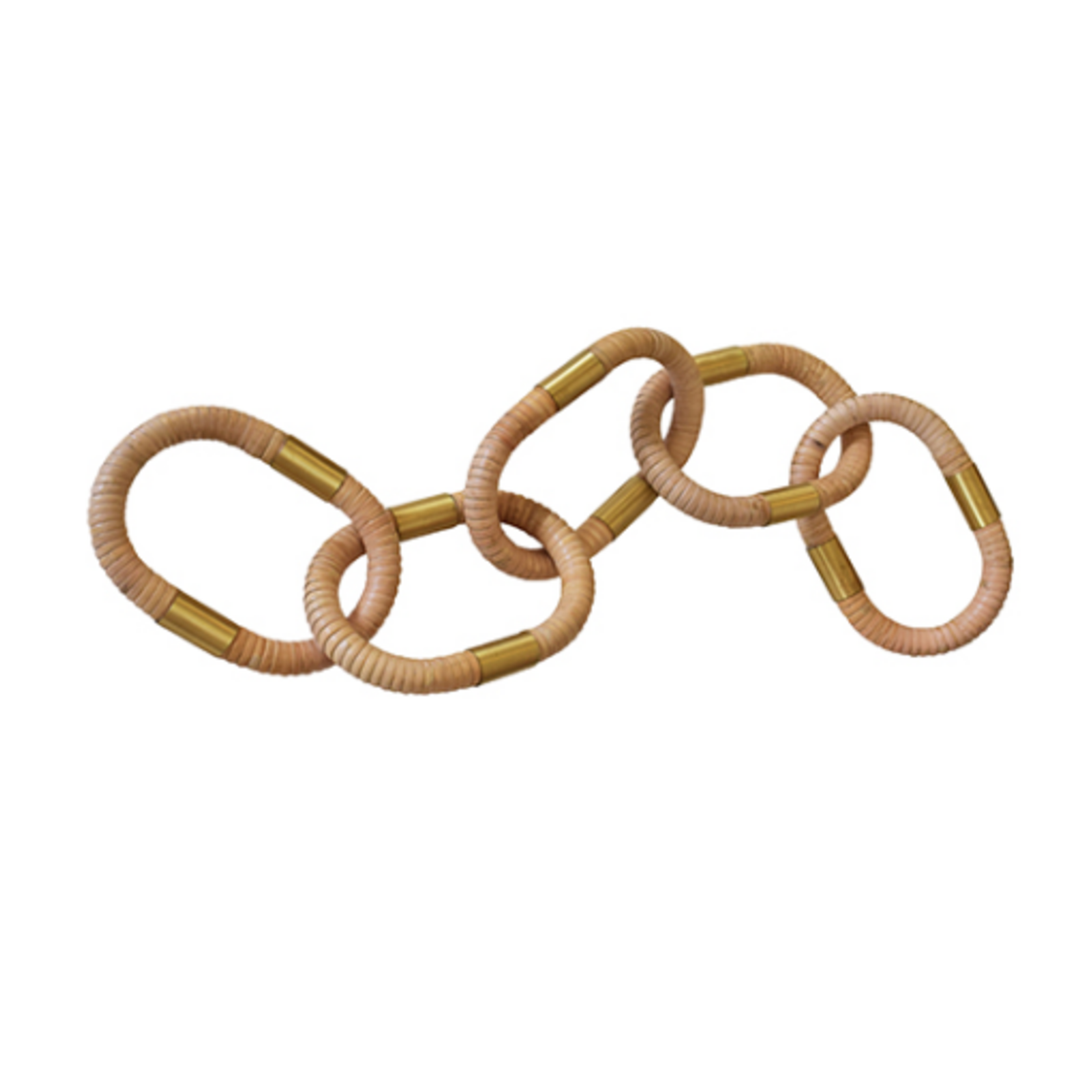 Outside The Box 30" Worlds Away Natural Rattan & Brass Decorative Oval Link Chain