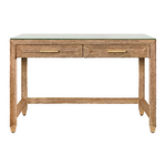 Outside The Box 48x24x32 Noble Natural Rattan Wrapped  2 Drawer Desk W / Glass Top