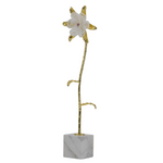 Outside The Box 22" Mirage White & Gold Flower W / Marble Stone Base Sculpture