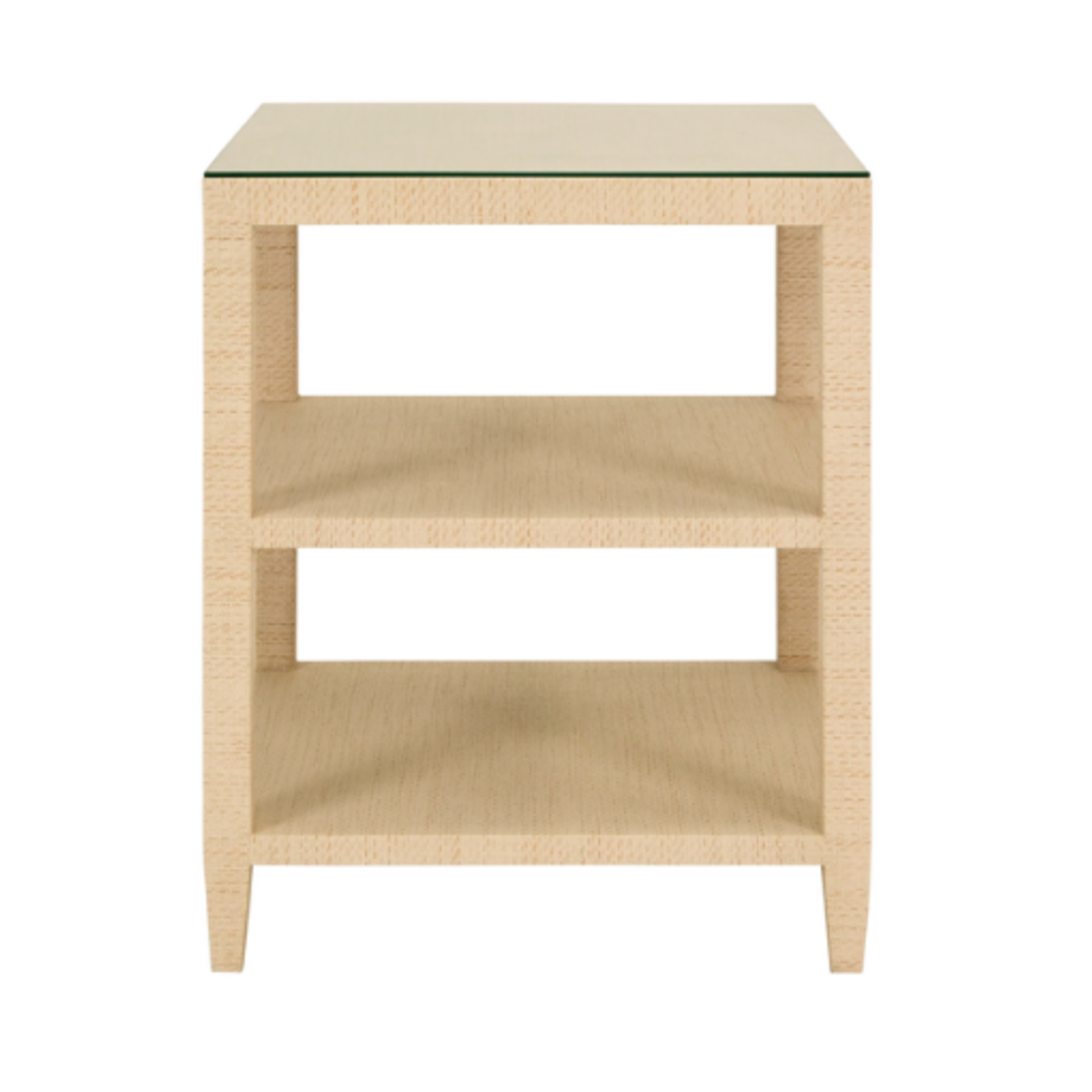 Outside The Box 22x22x28 Worlds Away Amie Grasscloth Wrapped Side Table W / Glass Top In Natural