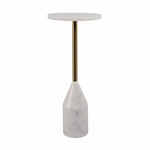Outside The Box 24" Vanzella White Marble & Antique Brass Accent Table