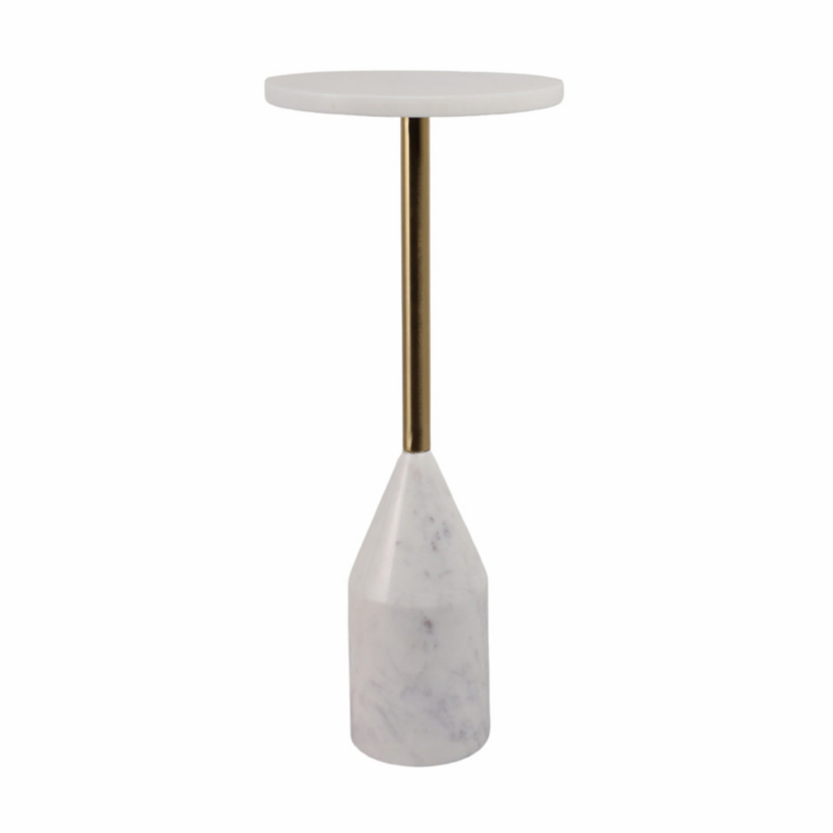 Outside The Box 24" Vanzella White Marble & Antique Brass Accent Table