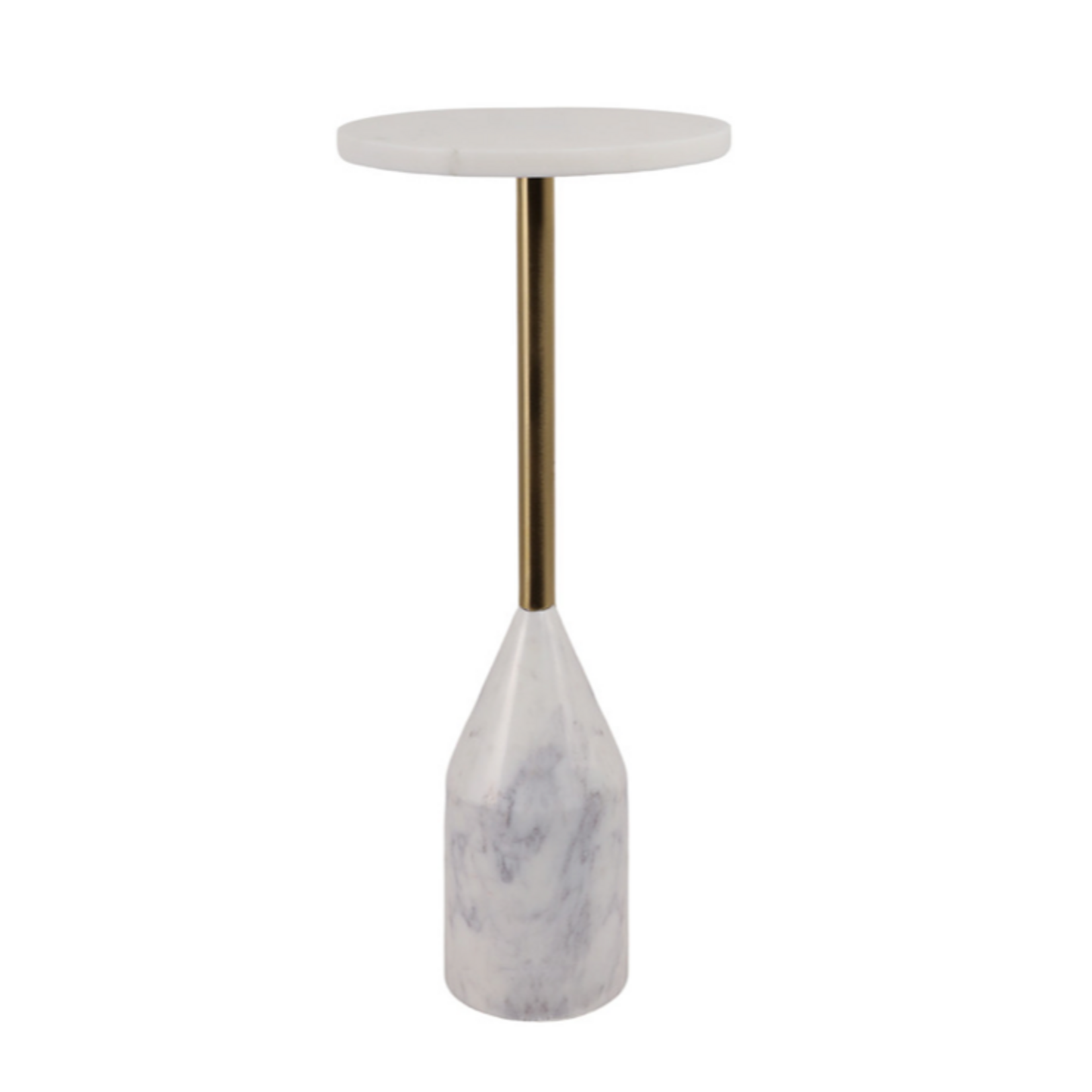 Outside The Box 24" Vanzella White Marble & Antique Brass Accent Table