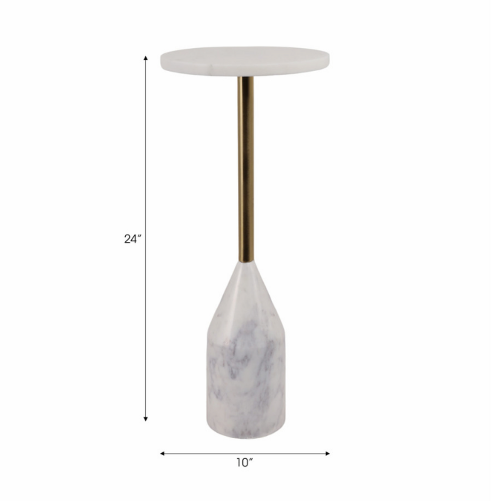 Outside The Box 24" Vanzella White Marble & Antique Brass Accent Table