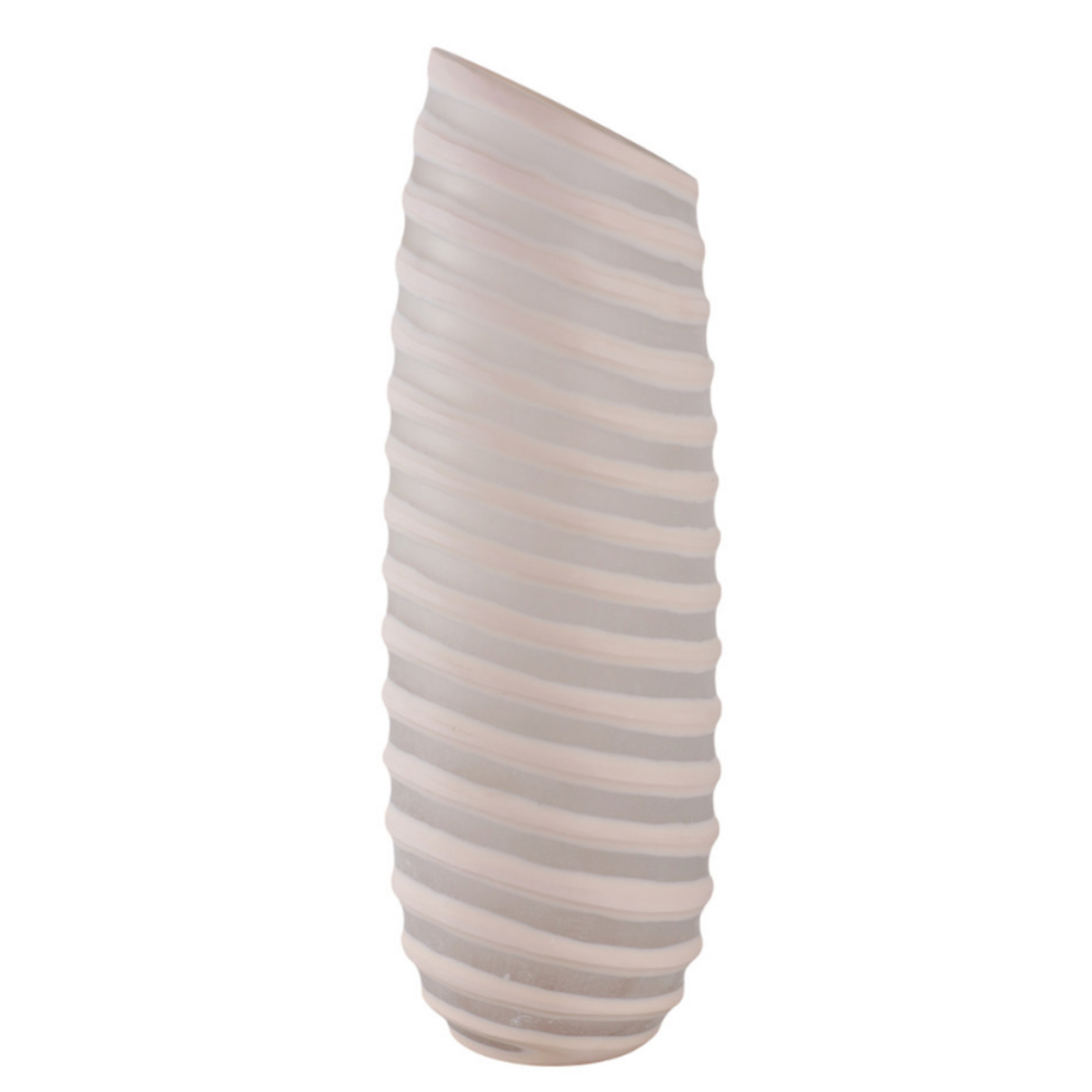 Outside The Box 17" Westerly Ivory & Frosted Carved Glass Vase