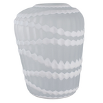 Outside The Box 13" Warwick Frosted White Carved Glass Vase