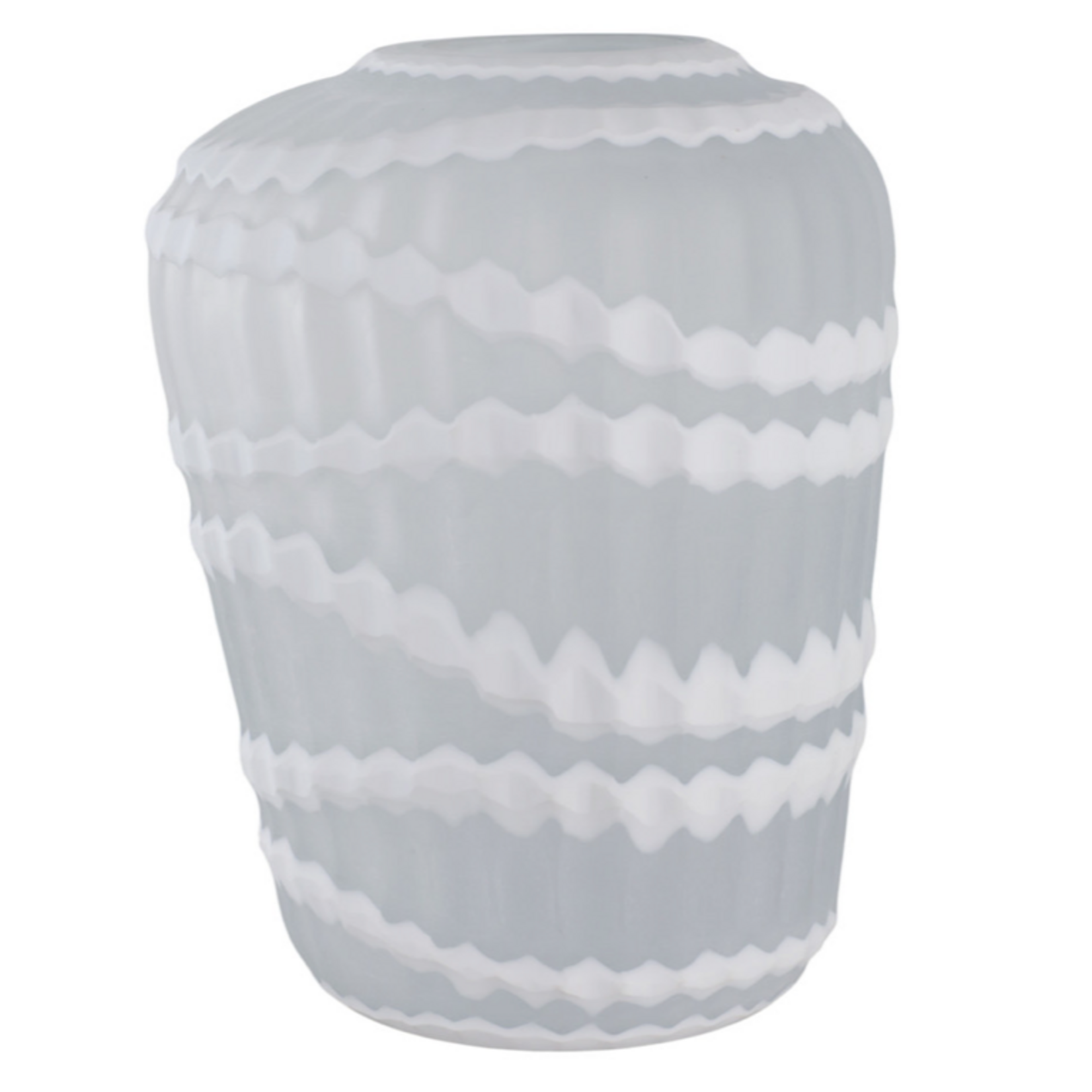 Outside The Box 13" Warwick Frosted White Carved Glass Vase