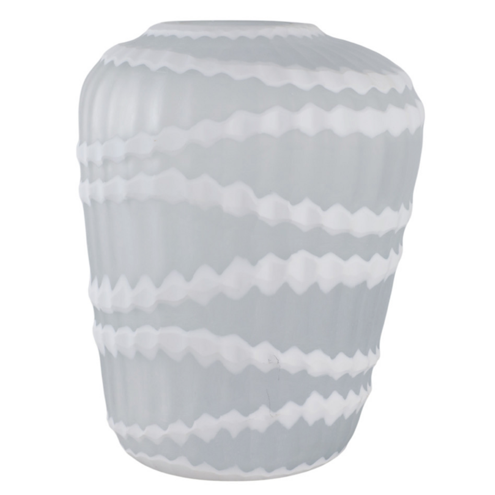 Outside The Box 13" Warwick Frosted White Carved Glass Vase