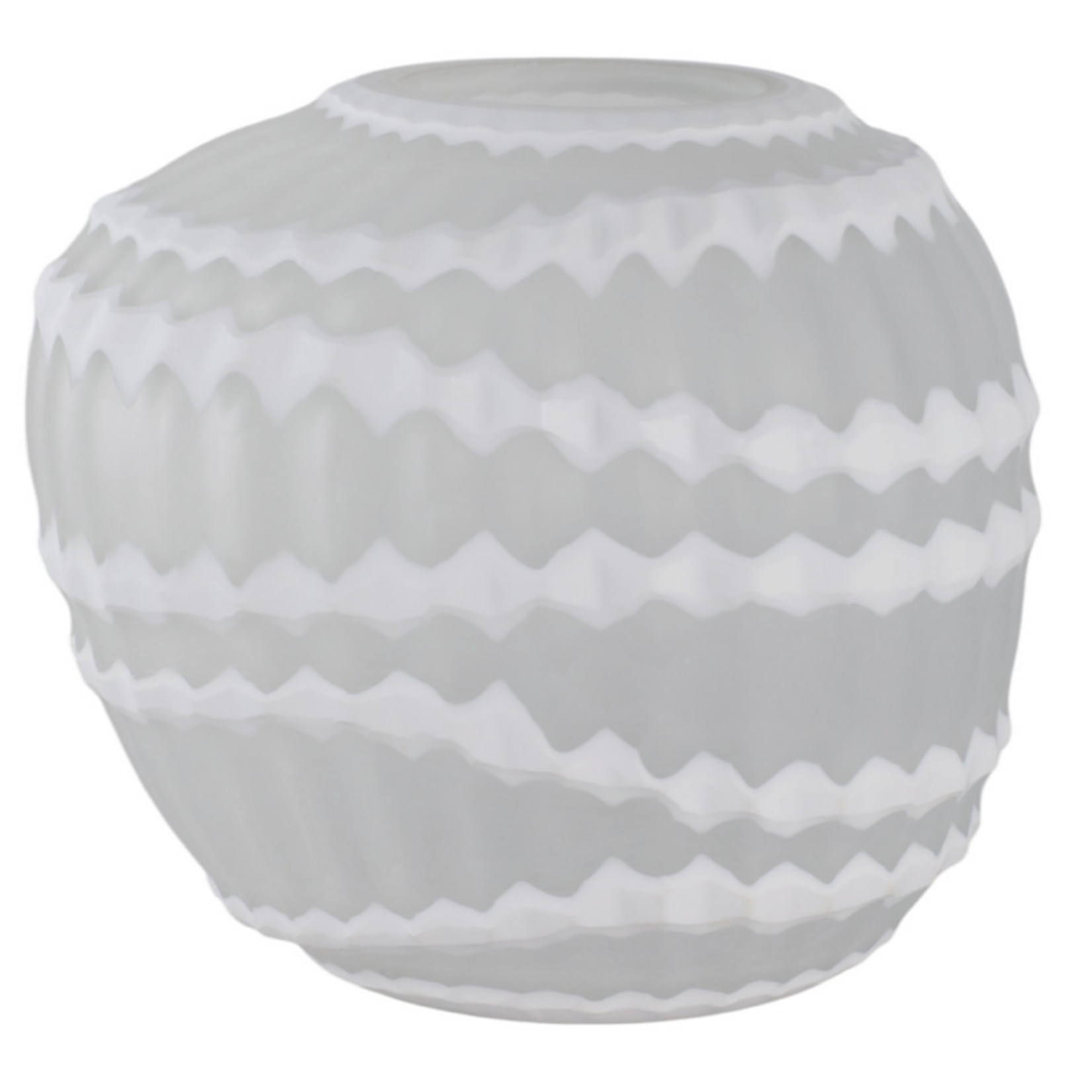 Outside The Box 12" Warwick Frosted White Carved Glass Vase