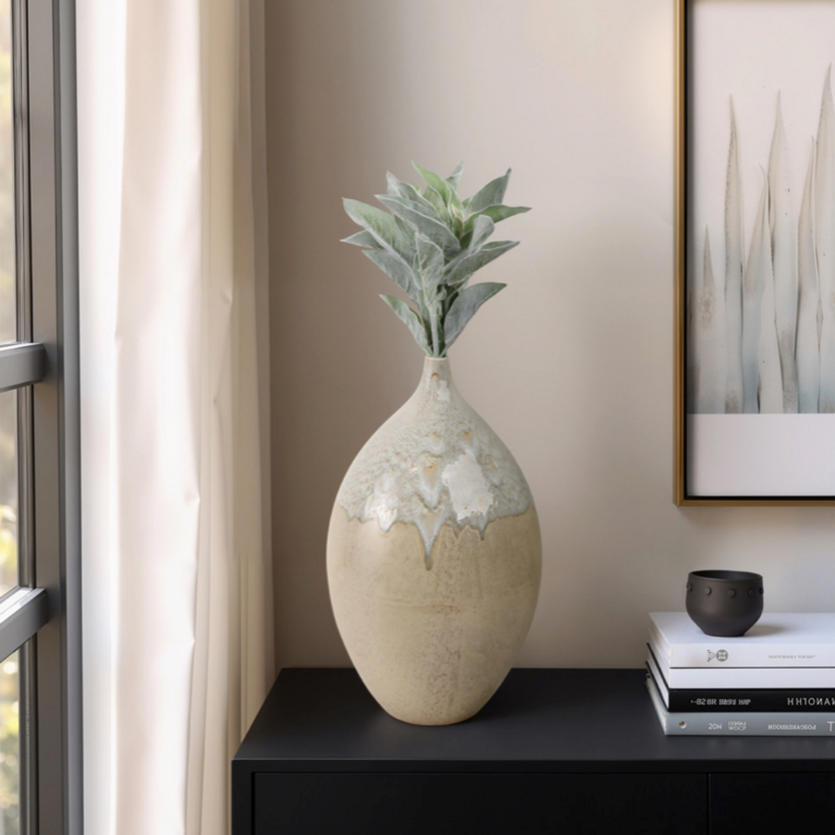 Outside The Box 17" Escoural Tan Portugal Earthenware Ceramic Vase