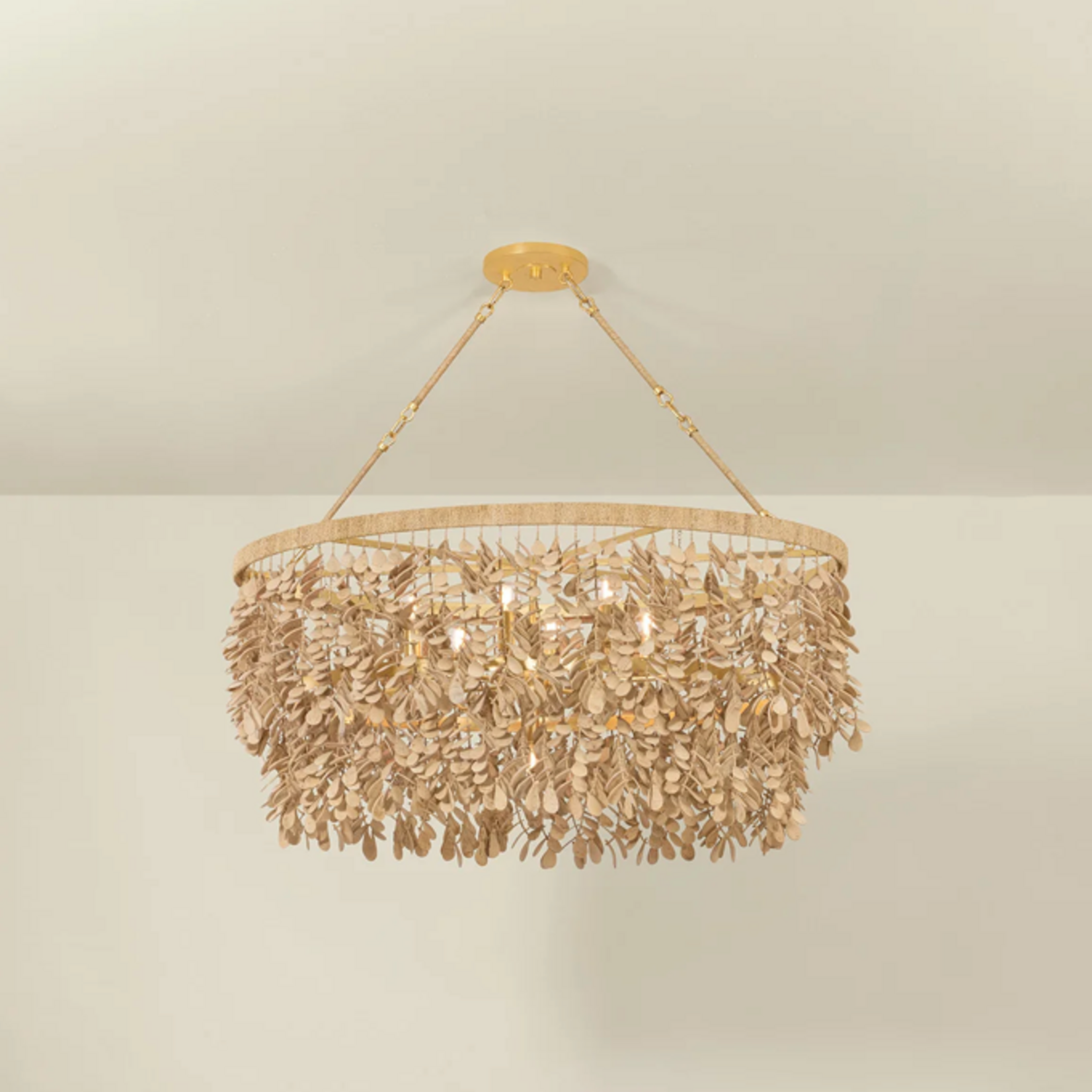 Outside The Box 18" Naxos Coconut Shell Hand Carved Beads Chandelier