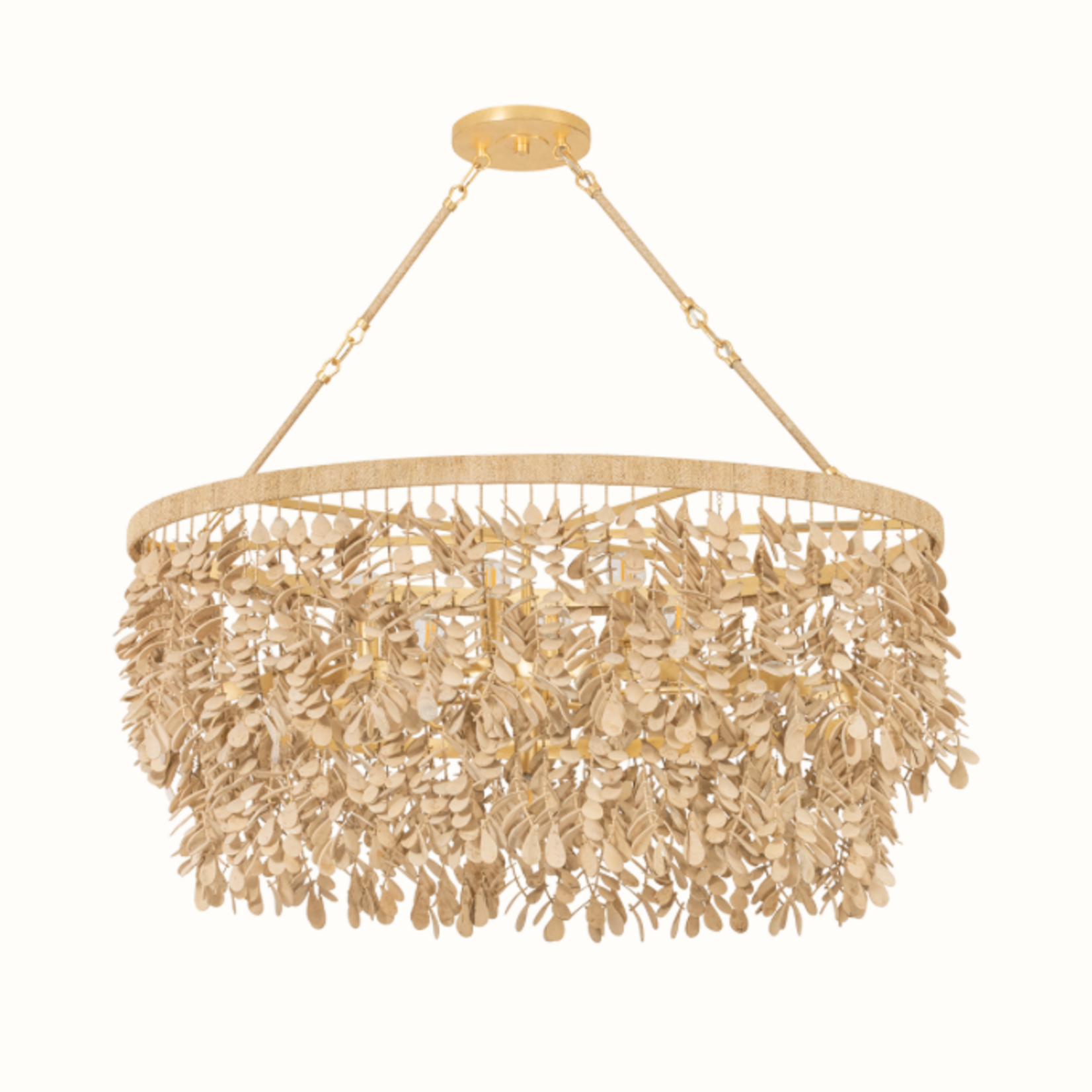 Outside The Box 18" Naxos Coconut Shell Hand Carved Beads Chandelier