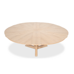 Outside The Box 55" Extends To 70" Casual Jupe Natural Solid Oak Wood Round Dining Table