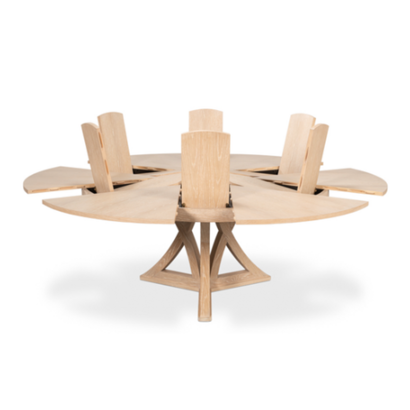 Outside The Box 55" Extends To 70" Casual Jupe Natural Solid Oak Wood Round Dining Table