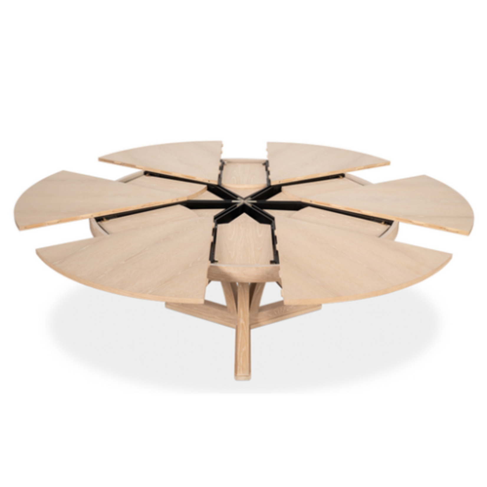 Outside The Box 55" Extends To 70" Casual Jupe Natural Solid Oak Wood Round Dining Table