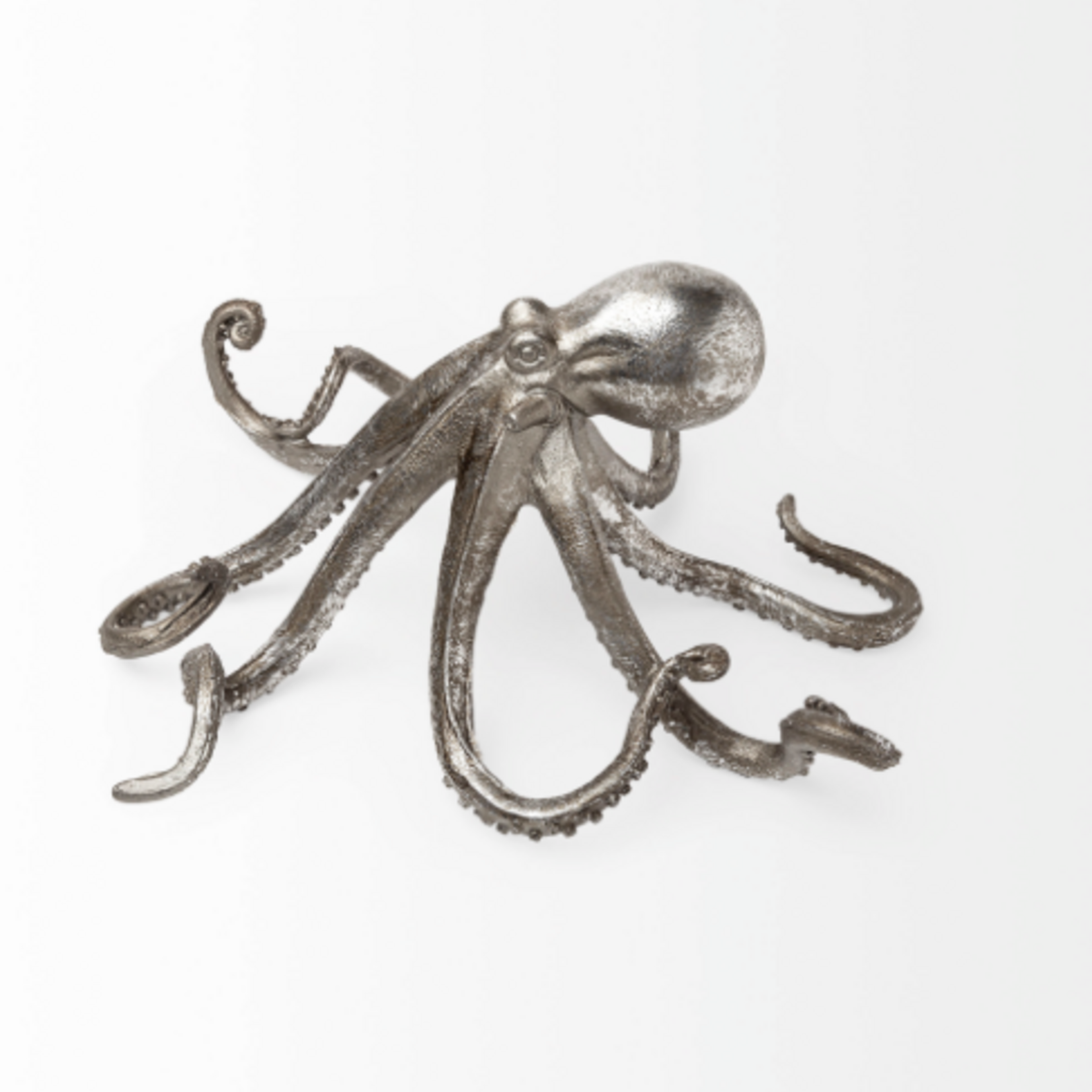 10x5 Strafford Silver Pewter Octopus Sculpture Decor