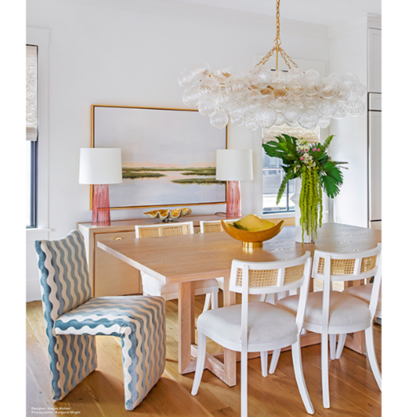 Outside The Box Britta White & Natural Cane Back  Armless Dining Chair