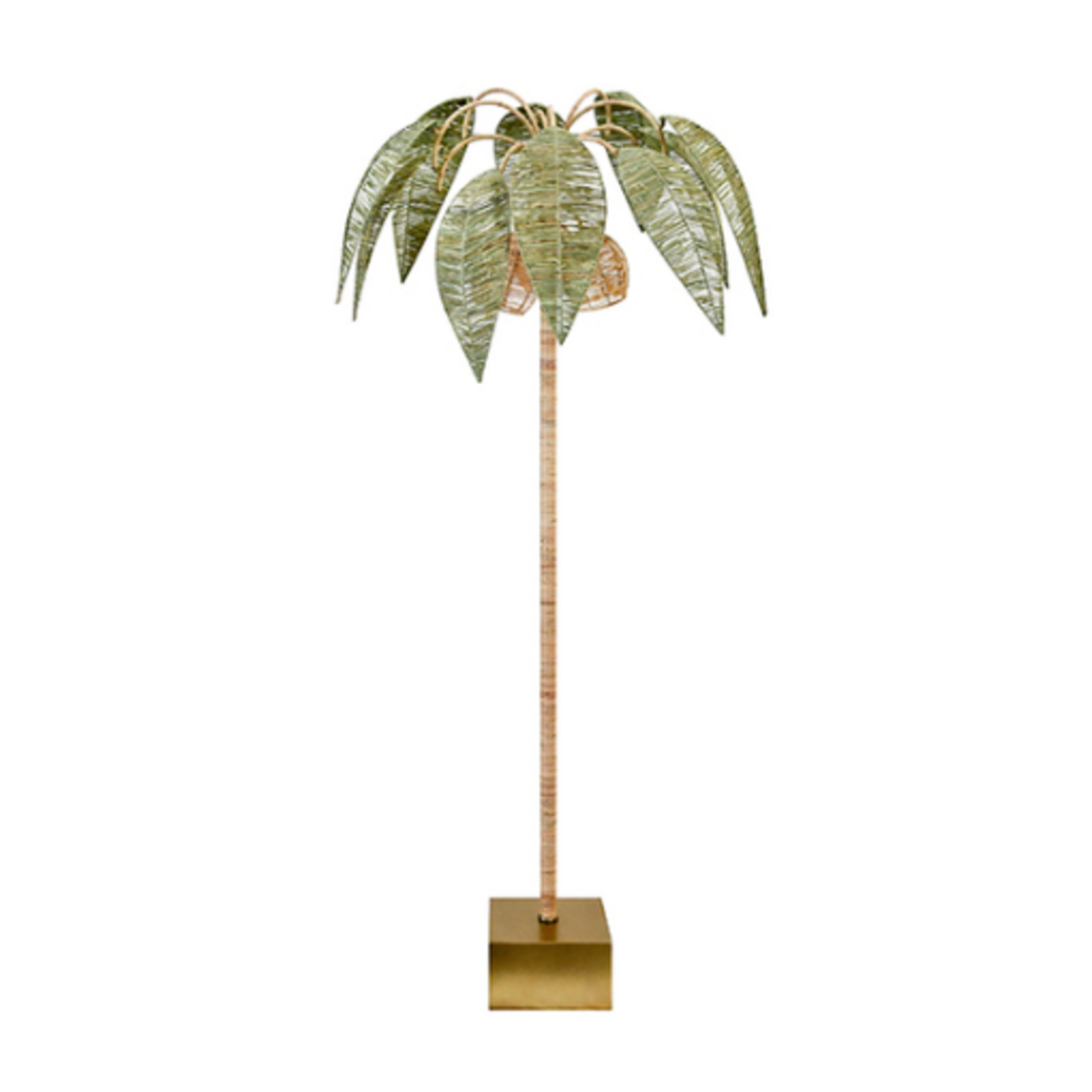Outside The Box 79" Coconut Tree Green & Natural Raffia Floor Lamp