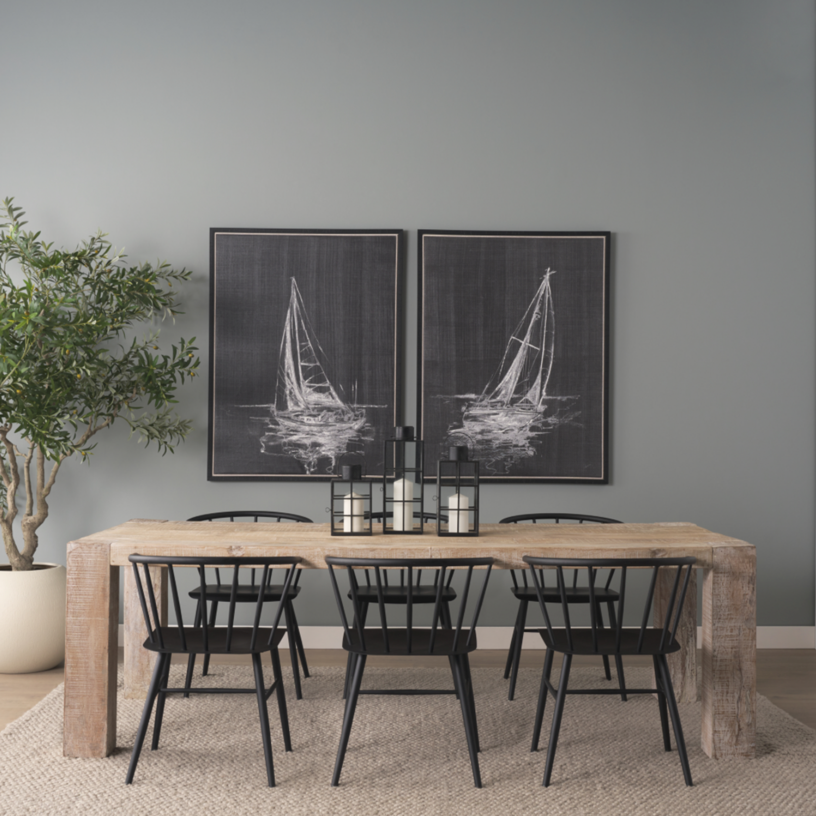 Outside The Box 94" Ana Whitewash Reclaimed Wood Dining Table