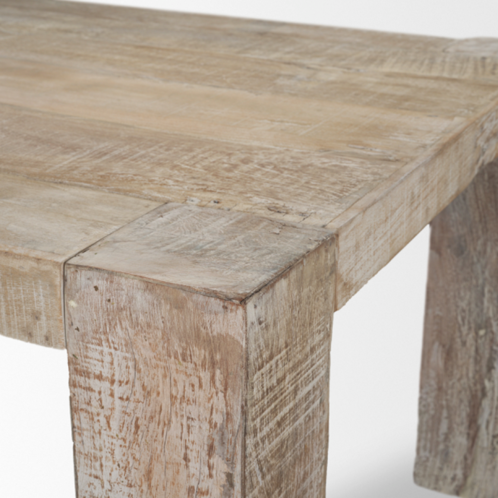 Outside The Box 94" Ana Whitewash Reclaimed Wood Dining Table