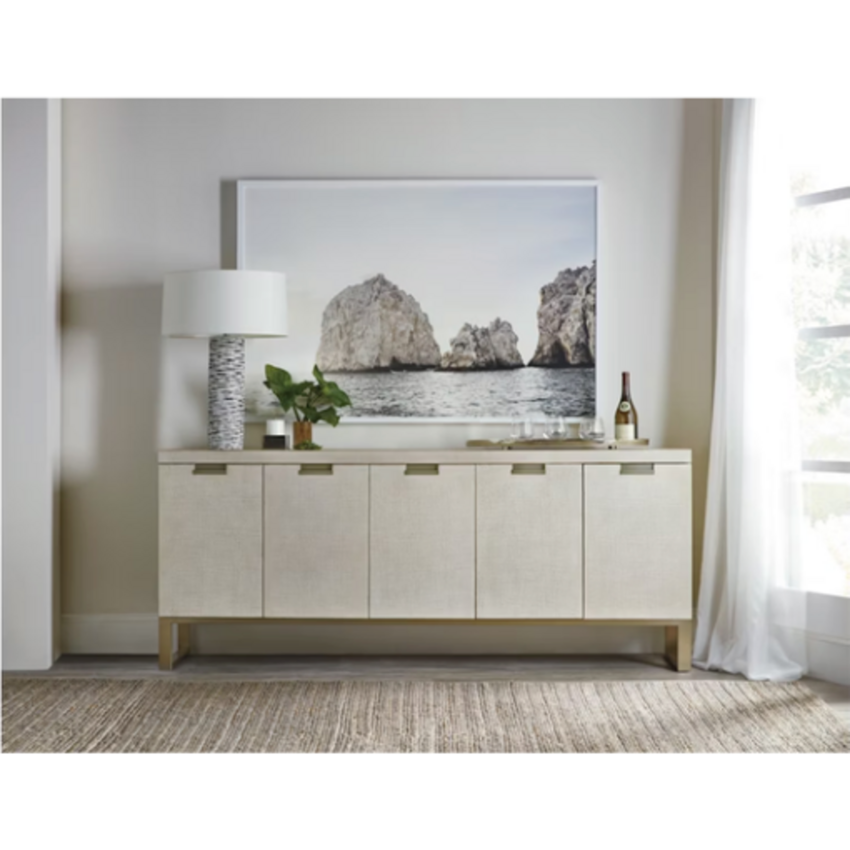 Outside The Box 82x18x35 Hooker Furniture Cascade Pebble Beach Burlap 5 Door Server / Sideboard