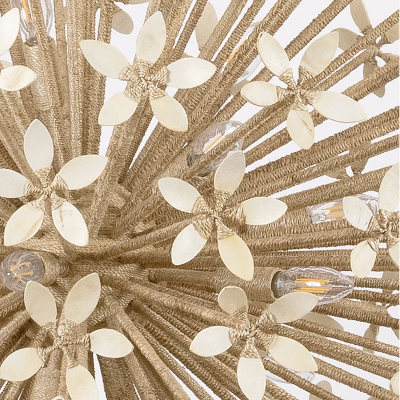 Outside The Box 40" Corfu Coco Shells Petals W/ Bleached Abaca Sputnik Design Chandelier