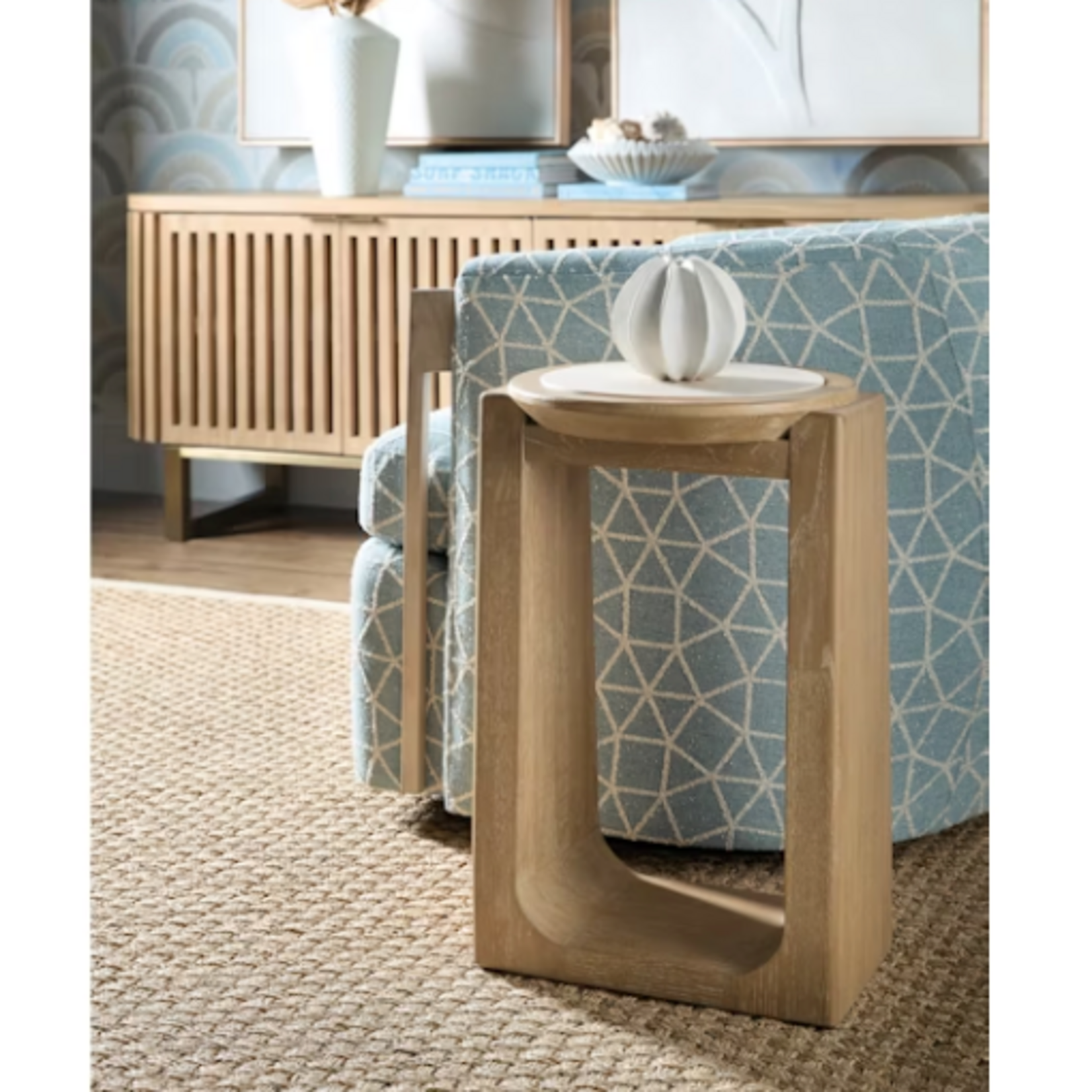 Outside The Box 15x14x24 Hooker Furniture Helena Marble & White Washed Oak Side Table