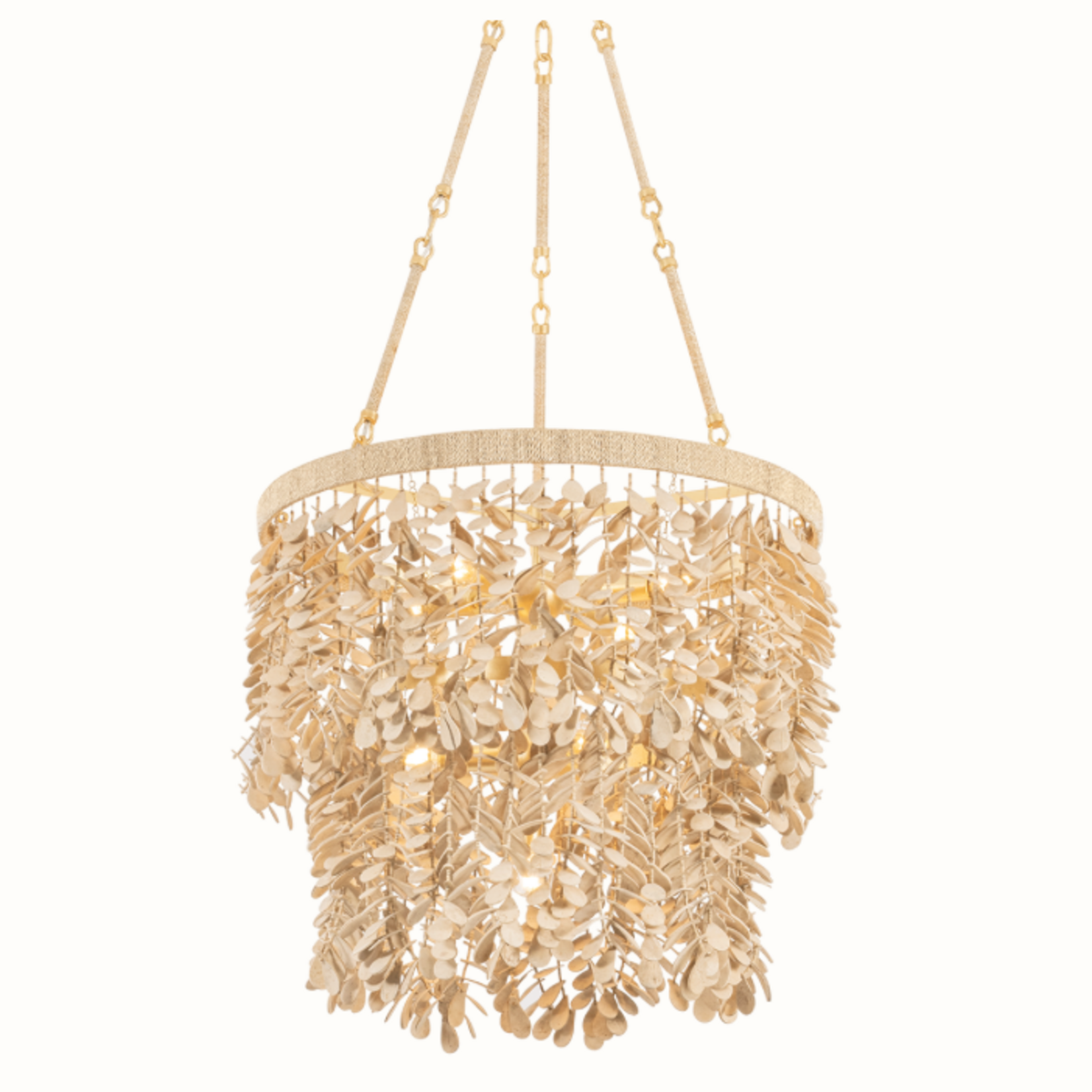 Outside The Box 21" Naxos Carved Coconut Shell Beads Chandelier