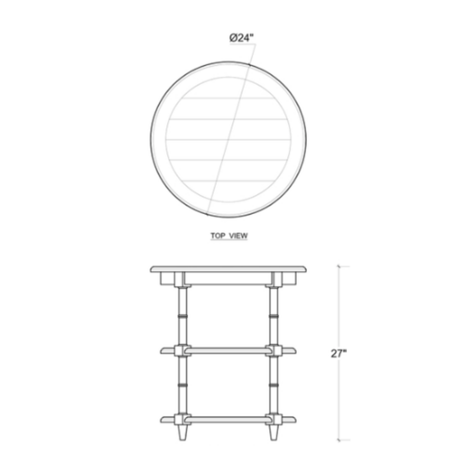 Outside The Box 24x27 Martinique Natural Rattan  & Solid Mahogany Round Side Table in White - TRW