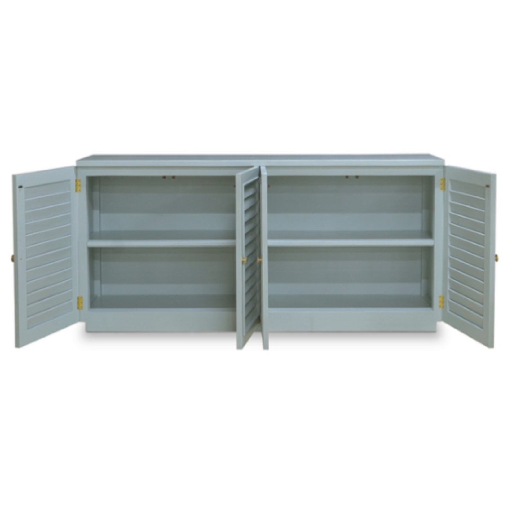Outside The Box 84x18x34 Oxford Shutter Solid Mahogany 4 Door Sideboard in Ocean Blue -  OCB