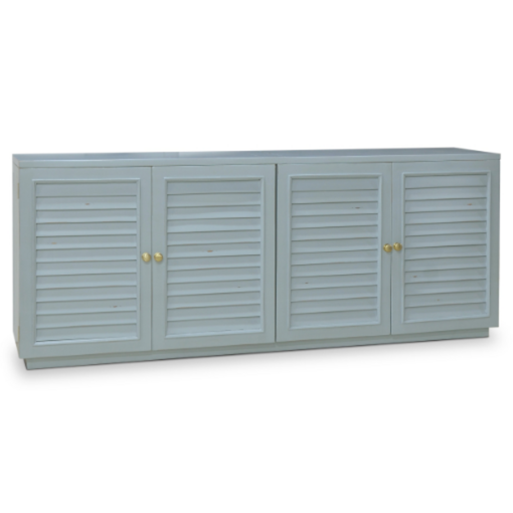 Outside The Box 84x18x34 Oxford Shutter Solid Mahogany 4 Door Sideboard in Ocean Blue -  OCB