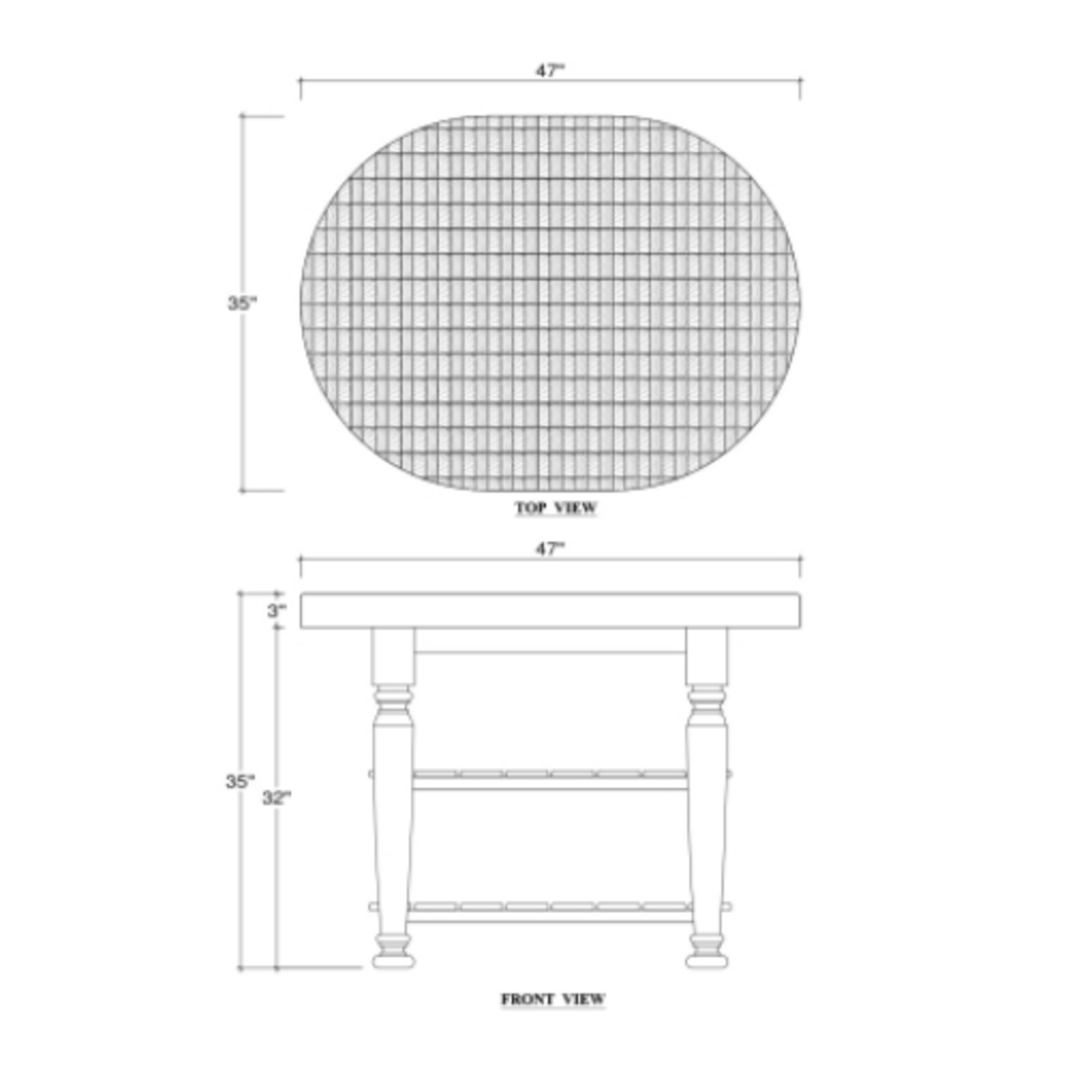 Outside The Box 47x35x35 Farmhouse Butcher Block Solid Mahogany Kitchen Table / Island in Pale Blue - PBE