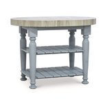 Outside The Box 47x35x35 Farmhouse Butcher Block Solid Mahogany Kitchen Table / Island in Pale Blue - PBE