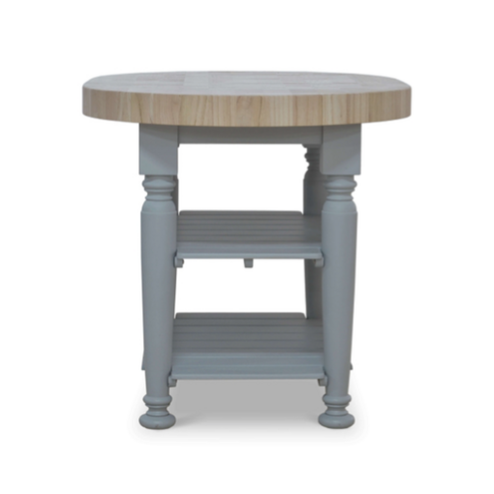 Outside The Box 47x35x35 Farmhouse Butcher Block Solid Mahogany Kitchen Table / Island in Pale Blue - PBE