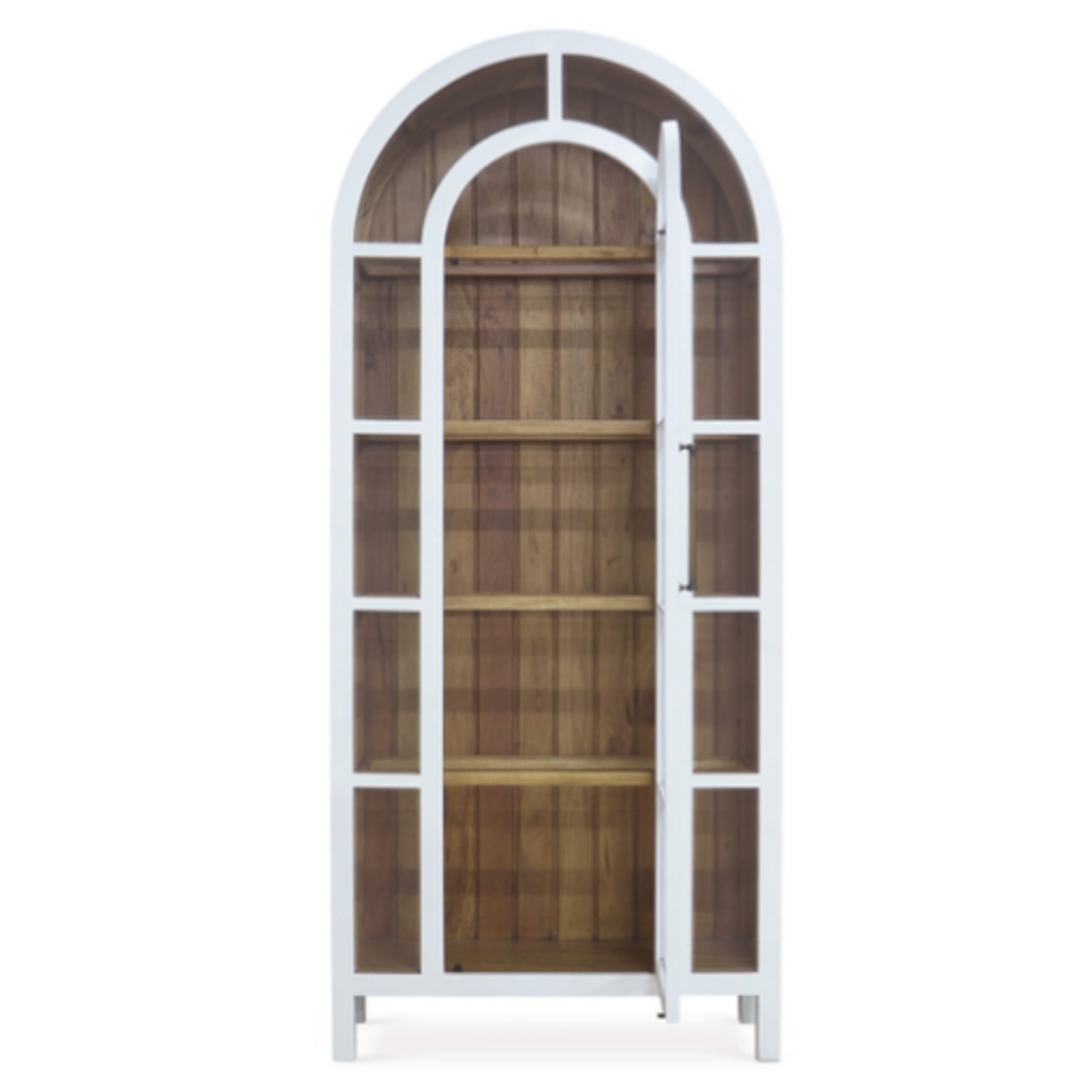 Outside The Box 93x39x18 Vannes Solid Mahogany Glass Shelves & Door Cabinet In True White - TRW DRW