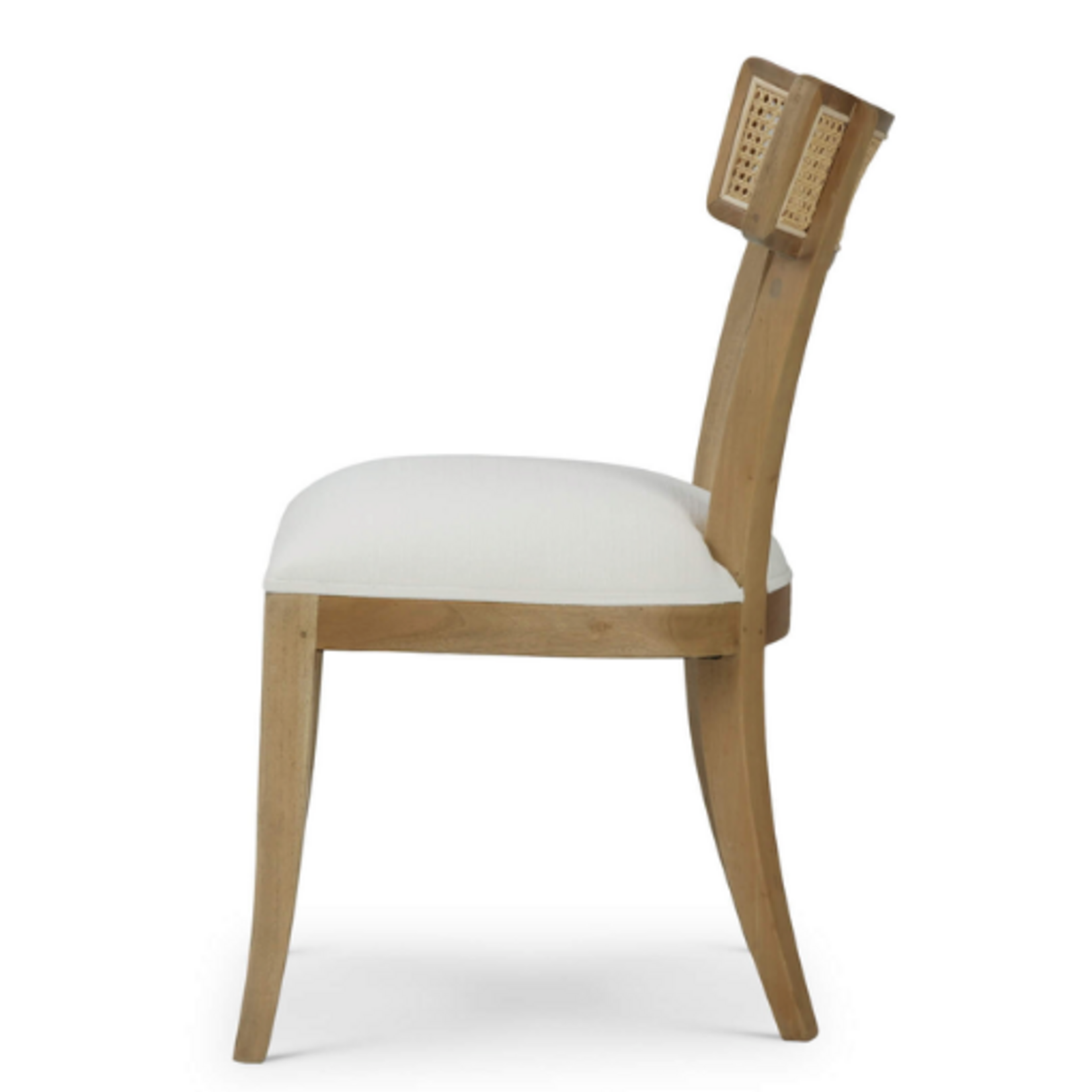 Outside The Box Beatrice Solid Mahogany & Arctic White Performance Rattan Natural Armless Dining Chair In Fruitwood - FRW