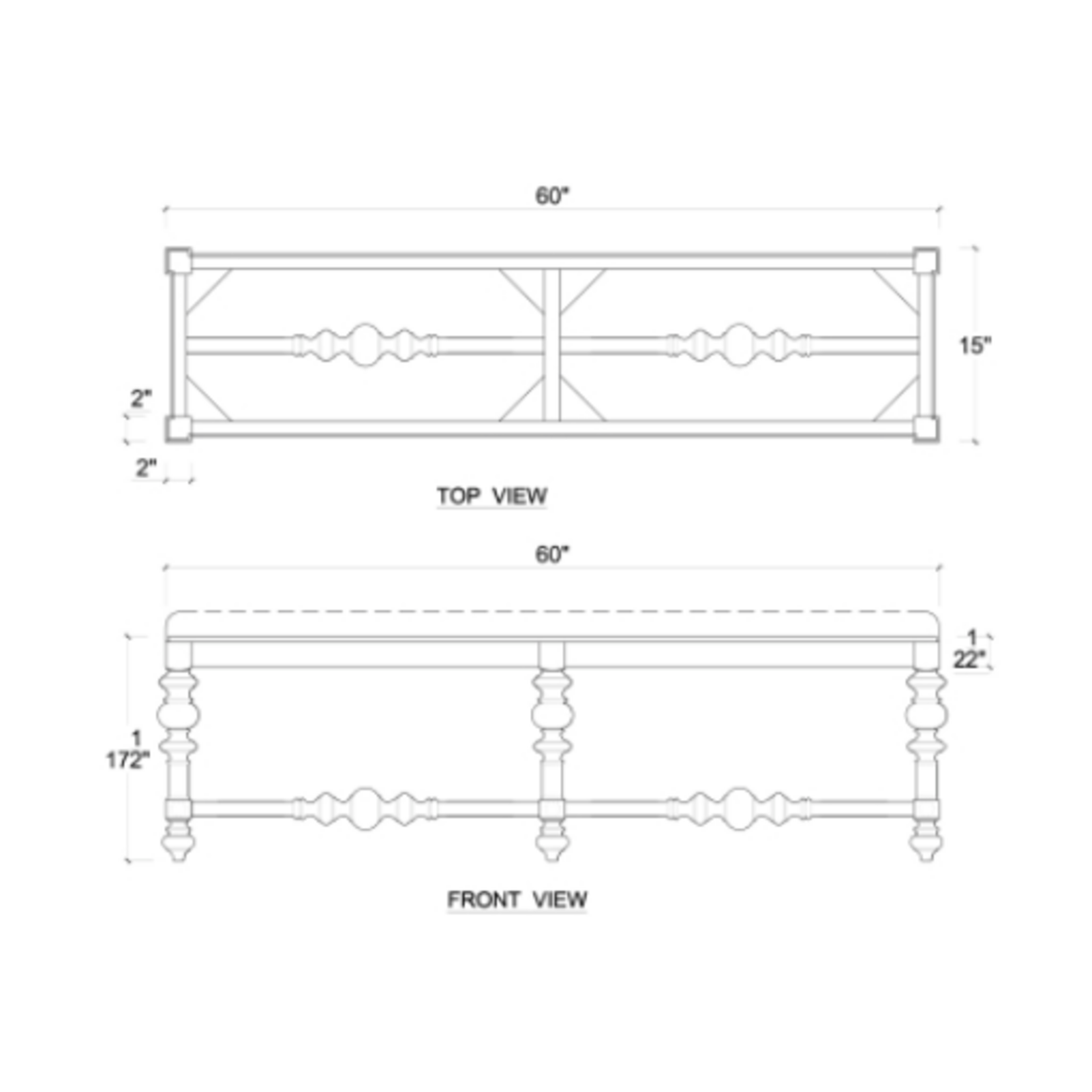 Outside The Box 60x15x18 Savannah Solid Mahogany Natural Performance Bench In White - TRW