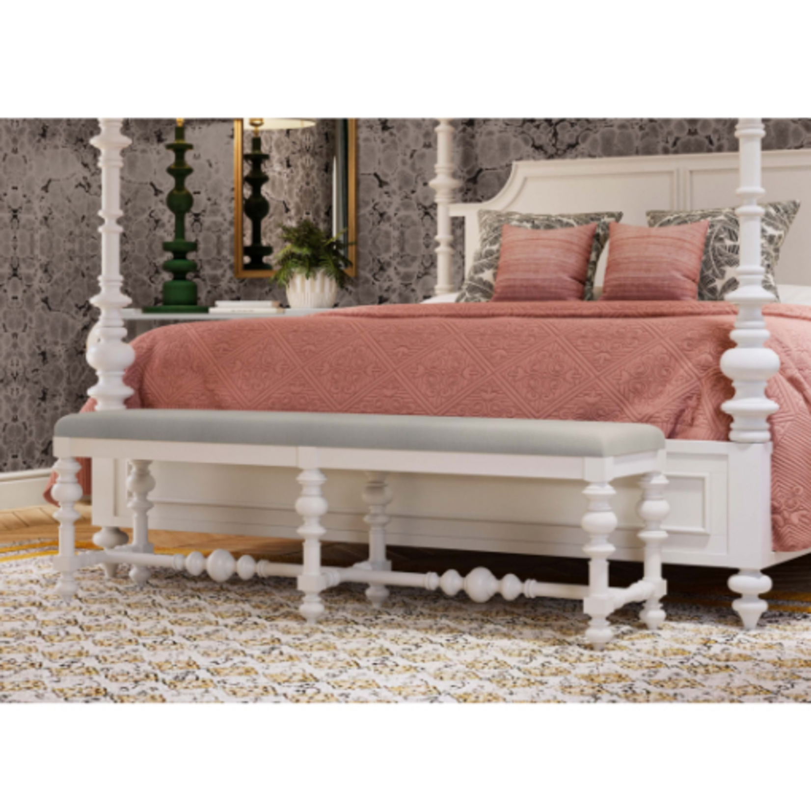 Outside The Box 60x15x18 Savannah Solid Mahogany Natural Performance Bench In White - TRW