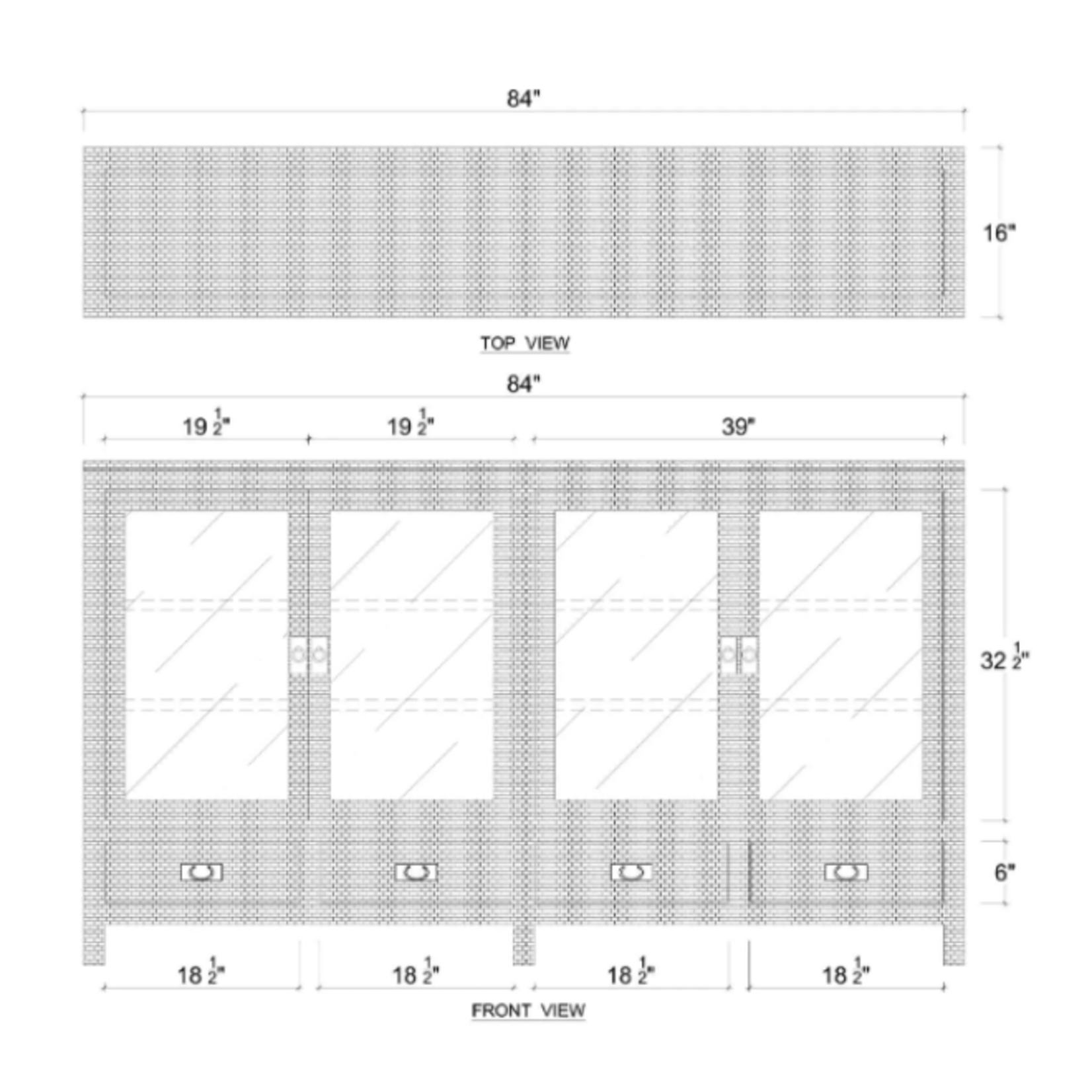 Outside The Box 84x16x48 Kagu Rattan 4 Door Low Cabinet In Natural - RNAT