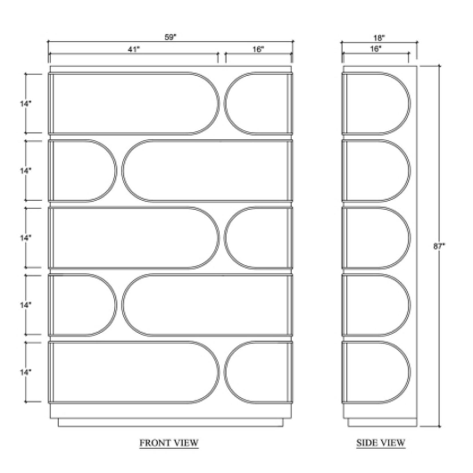 Bernard ACP Home 59x18x87 Vannes Crescent Mahogany Wood Bookcase In Distressed White / Azure Shiny - TRW - AZS