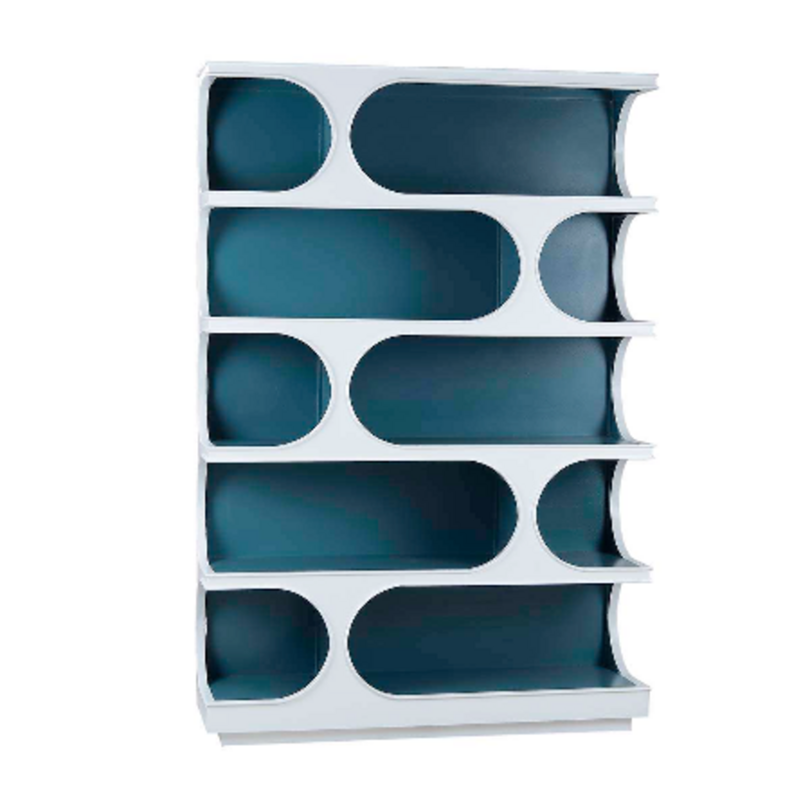 Bernard ACP Home 59x18x87 Vannes Crescent Mahogany Wood Bookcase In Distressed White / Azure Shiny - TRW - AZS