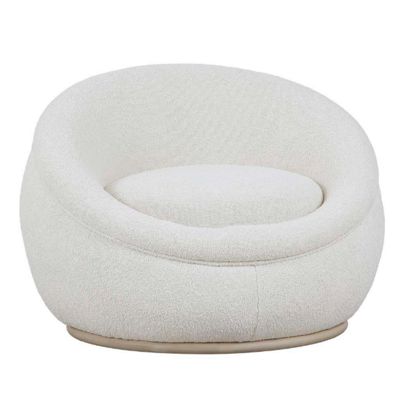 Outside The Box Luna Colorado Ivory Boucle Performance Swivel Chair Sand Bar Base