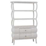 Outside The Box 79x20x52 Savannah Rattan Wrapped Wood Open Bookcase In White Wash - RWWS