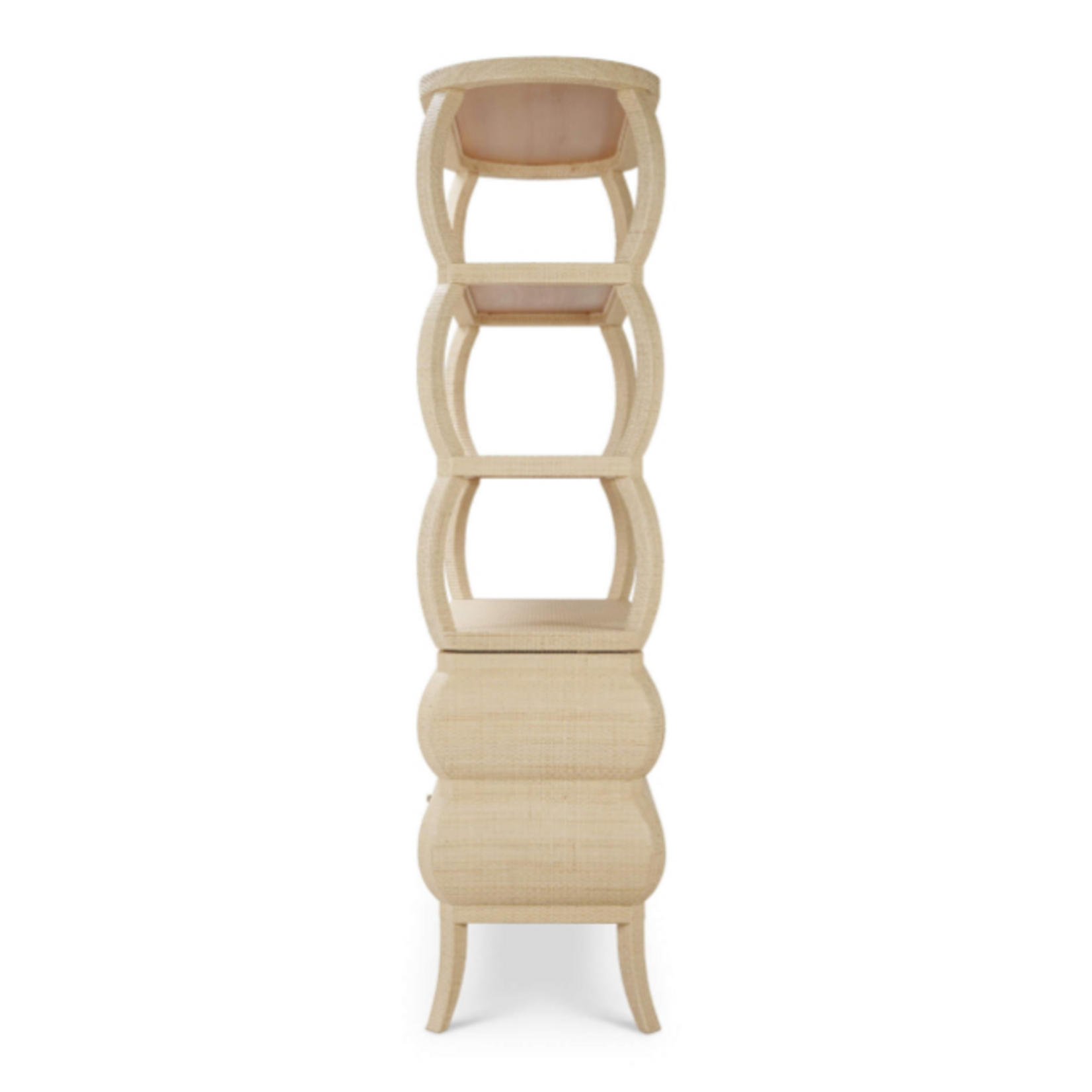 Outside The Box 79x20x52 Savannah Rattan Wrapped Wood Open Bookcase In Natural - RNAT