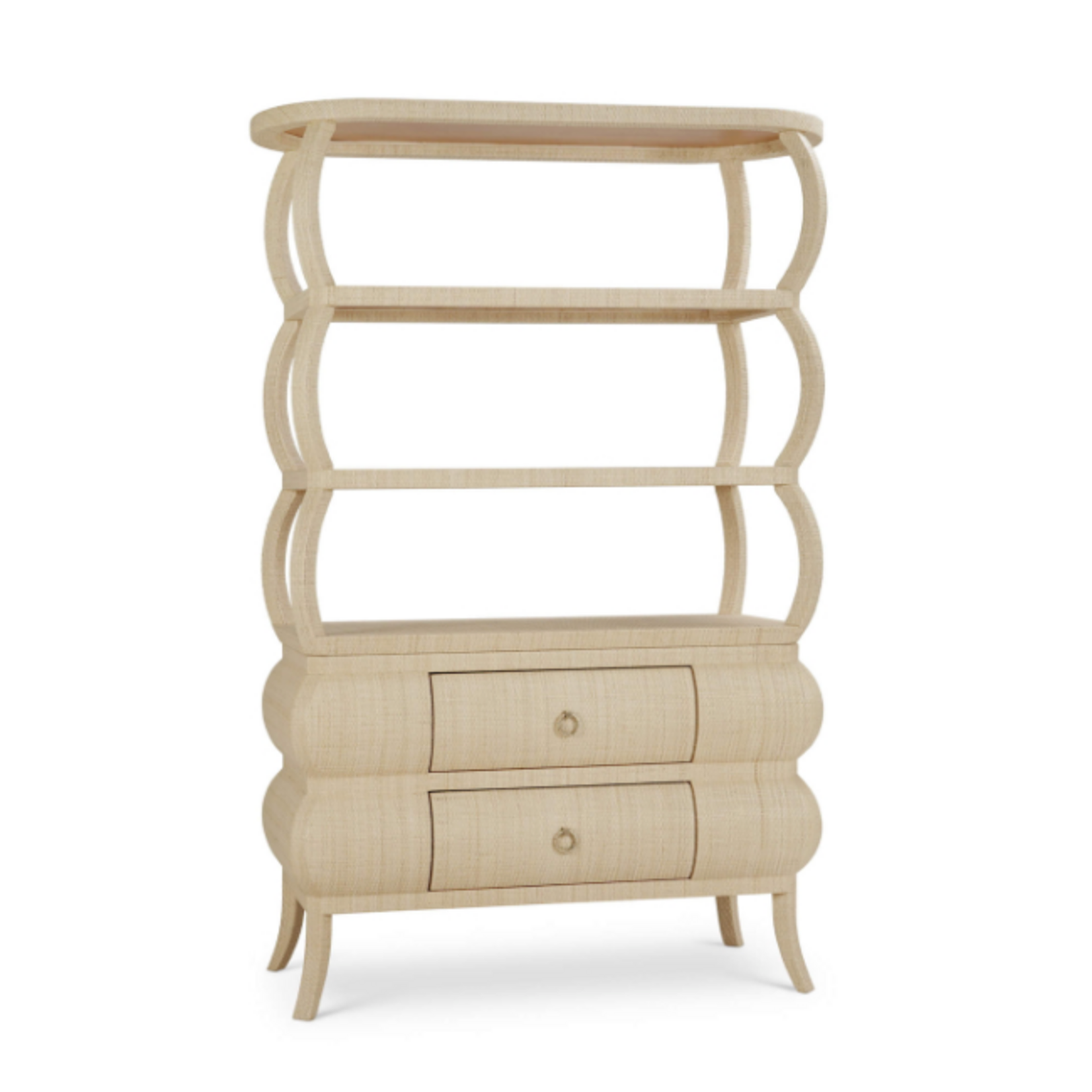 Outside The Box 79x20x52 Savannah Rattan Wrapped Wood Open Bookcase In Natural - RNAT