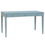 Outside The Box 54x26x30 Westminster Linen Wrapped Solid Wood 3 Drawer Concave Desk In Ice Gray - FICG