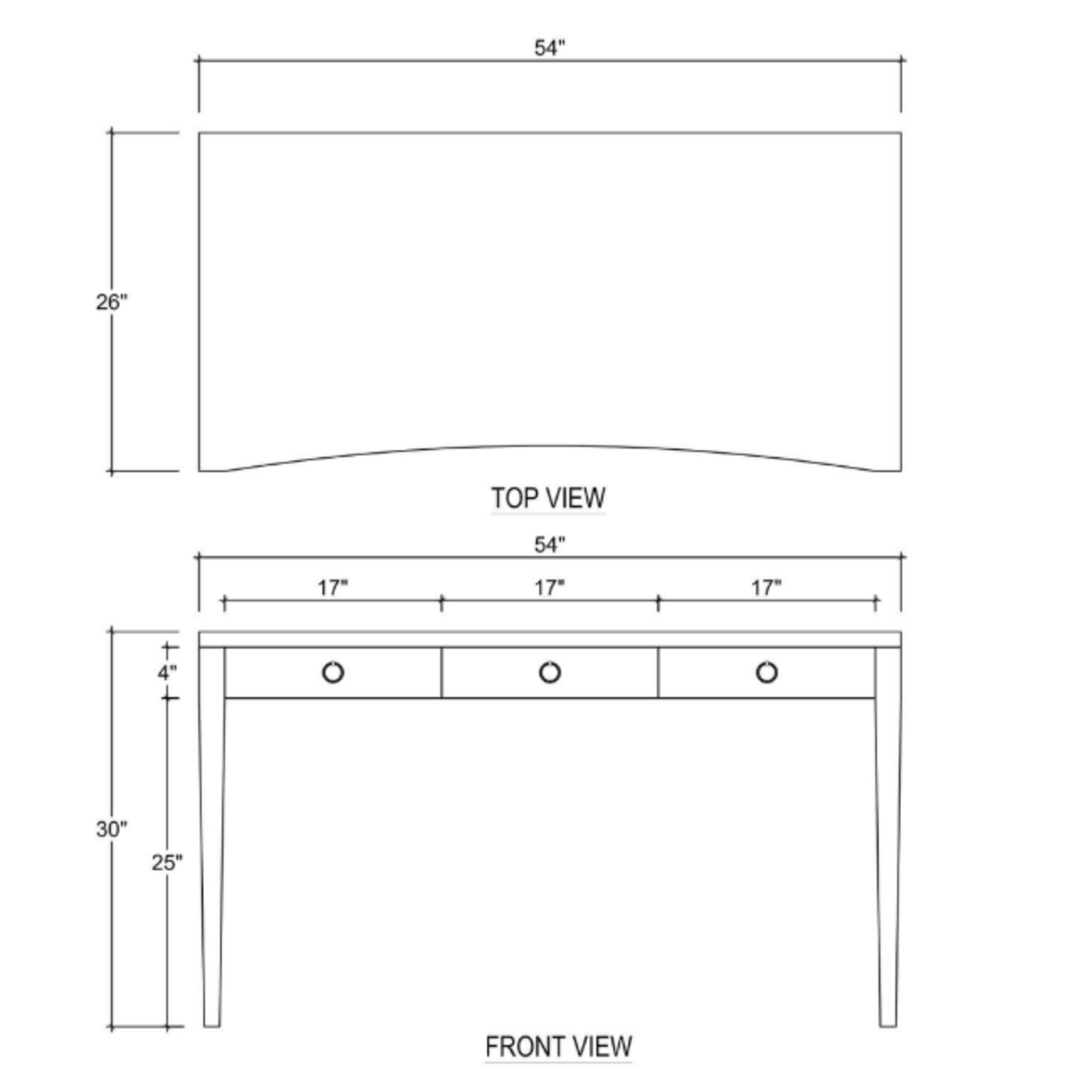 Outside The Box 54x26x30 Westminster Linen Wrapped Solid Wood 3 Drawer Concave Desk In Ice Gray - FICG
