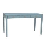 Outside The Box 54x26x30 Westminster Linen Wrapped Solid Wood 3 Drawer Concave Desk In Pale Blue - FPBE