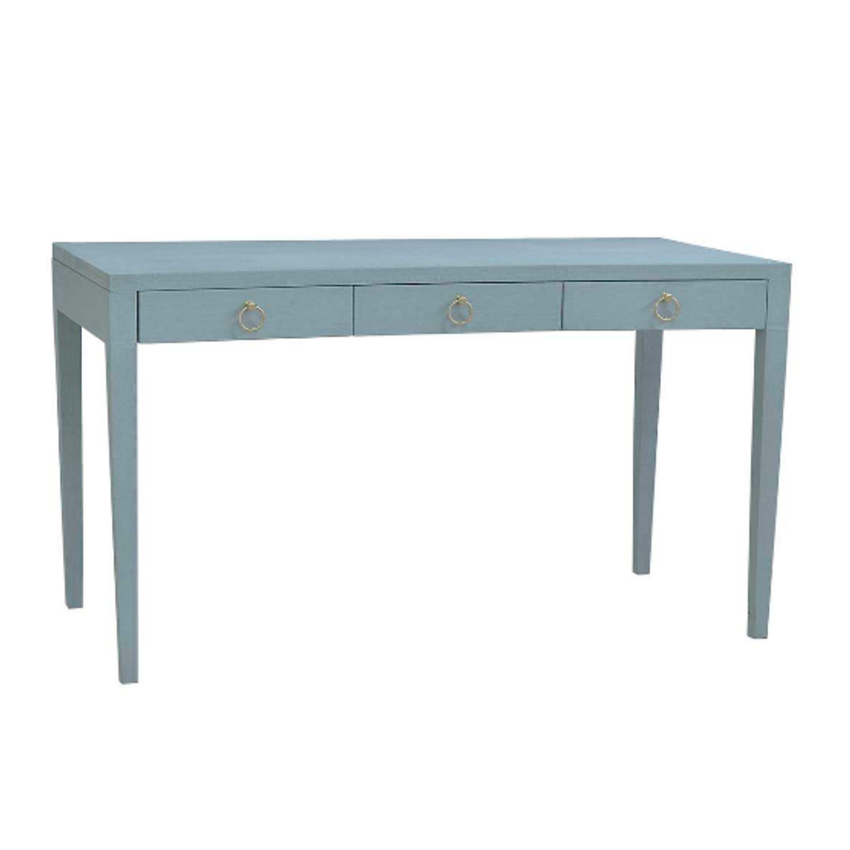 Outside The Box 54x26x30 Westminster Linen Wrapped Solid Wood 3 Drawer Concave Desk In Pale Blue - FPBE