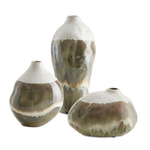 Outside The Box 14",10" & 6" Set of 3 Earthflow Ivory With Earthy Tones Indoor/Outdoor Ceramic Vase